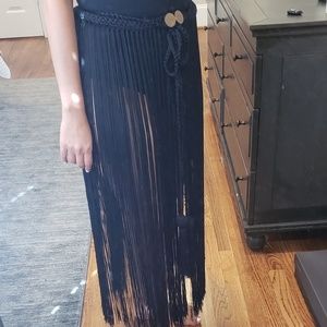 Daniela Bustosmaya Tulum Black Fringe Coverup